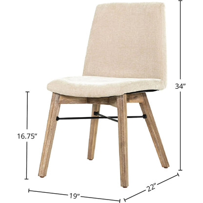 Gia Dining Chair (Set of 2) by LH Imports in sand. Made from solid acacia, plywood, pu foam, polyester fiber batting 100% polyester fabric in a transitional style.