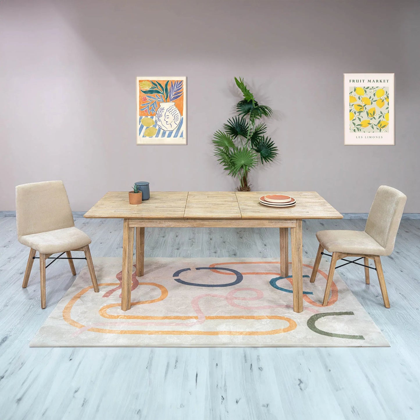 008 SI-2325057 | Lifestyle | Gia Dining Chair (Set of 2) by LH Imports in sand. Made from solid acacia, plywood, pu foam, polyester fiber batting 100% polyester fabric in a transitional style.