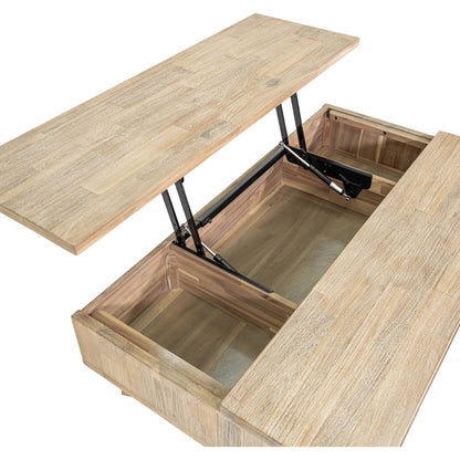 Gia Lift Top Coffee Table by LH Imports in light brown, grey and grey wash. Made from solid acacia, acacia veneer in a modern style.