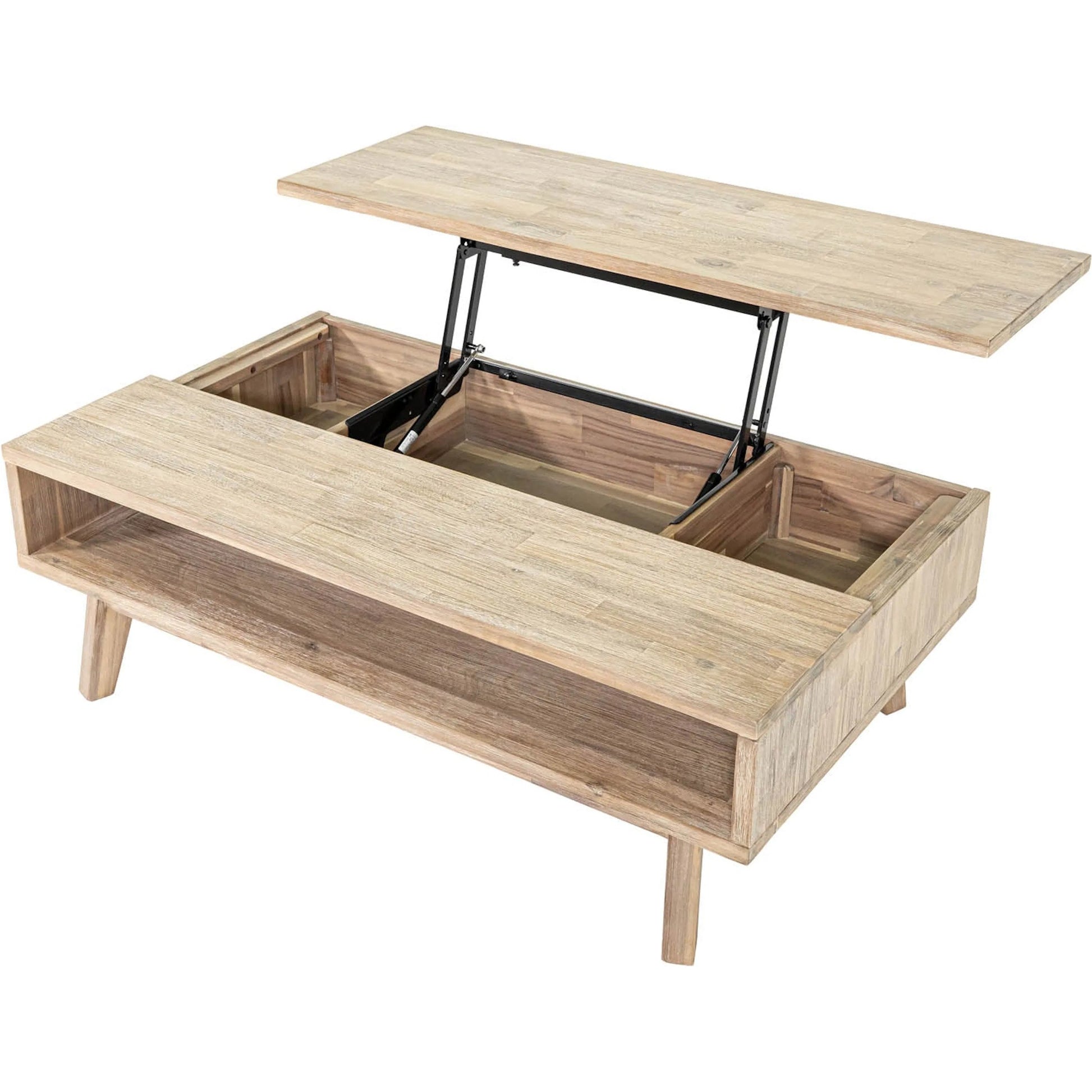 Gia Lift Top Coffee Table by LH Imports in light brown, grey and grey wash. Made from solid acacia, acacia veneer in a modern style.