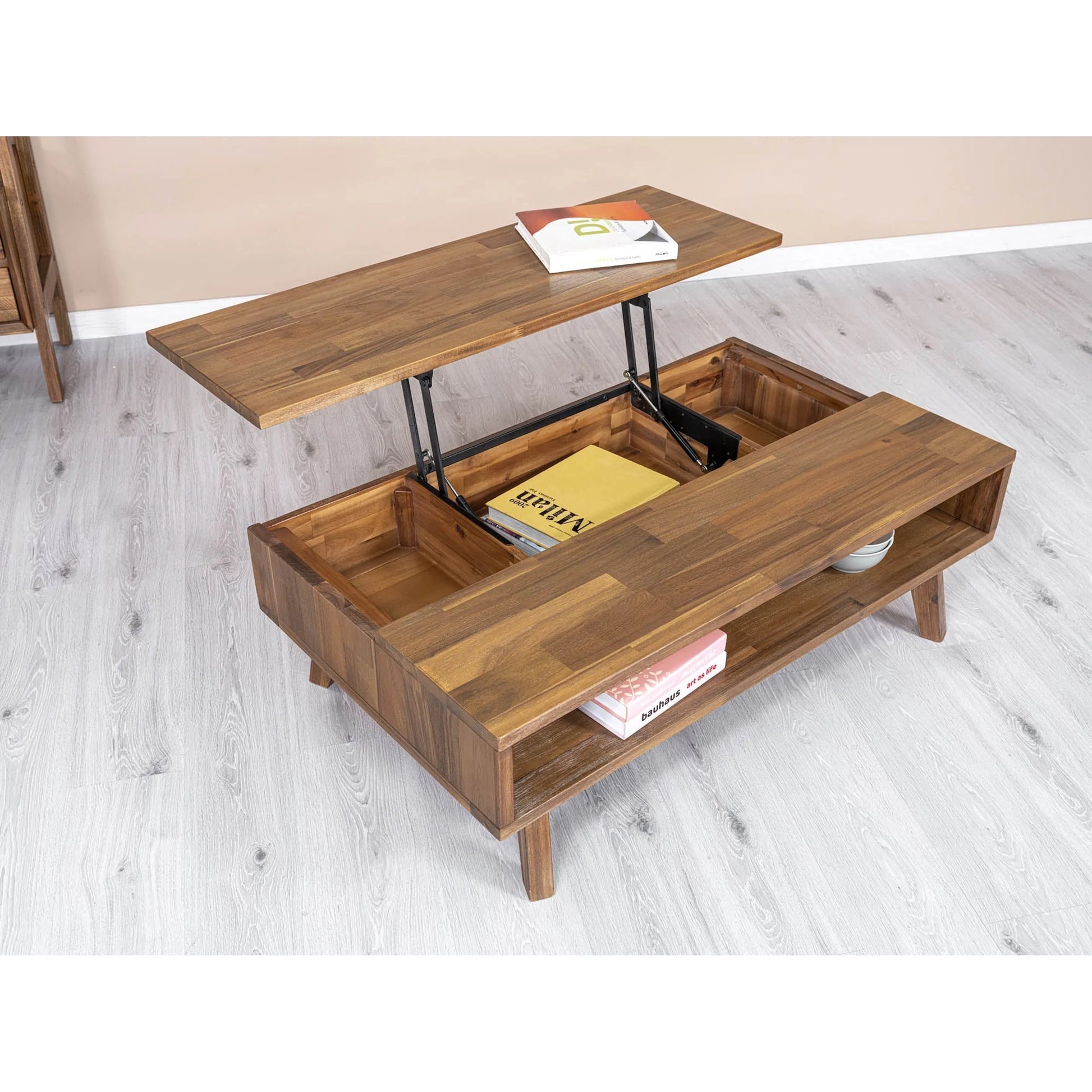 Gia Coffee Table by LH Imports in warm pecan. Made from unique in a transitional style.