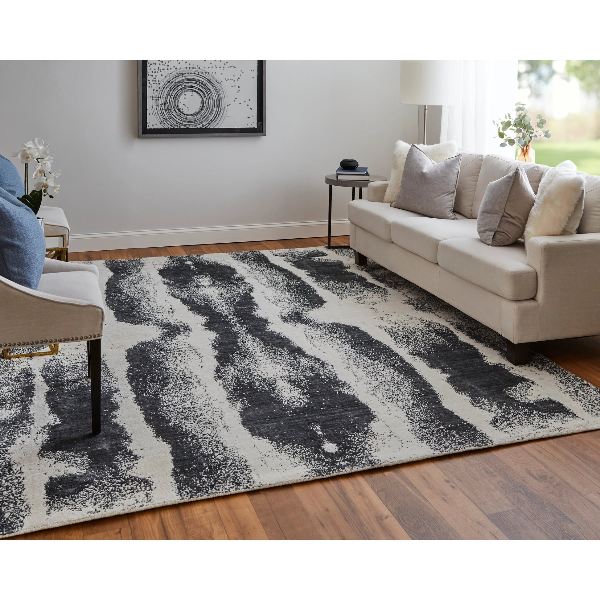 Coda Rug - 8930F by Feizy in black, white. Made from wool, viscose in a unique style.