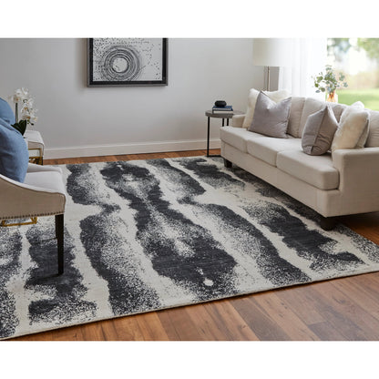 Coda Rug - 8930F by Feizy in black, white. Made from wool, viscose in a unique style.
