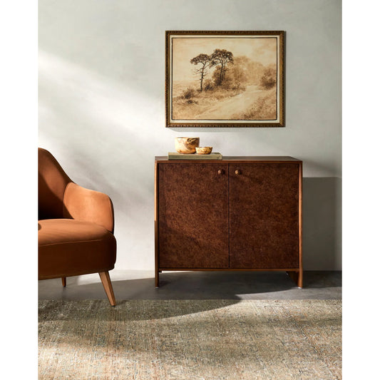 Gelina Cabinet 541158 by Surya in top: brown, metallic - bronze; base: brown and naturalnaturaltextured. Made from oak, metal in a transitional style.