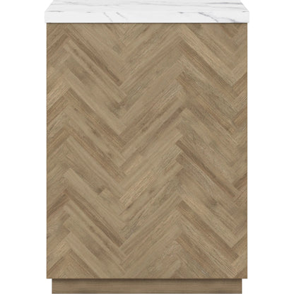 Garrison Accent Table by A.R.T. Furniture in washed oak. Made from parawood solids with ash embossing, white oak veneers, travertine in a cottage & farmhouse style.