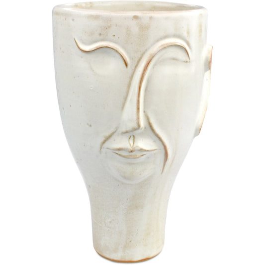 Poet Vase by Currey and Company in milky white. Made from terracotta in a modern style.