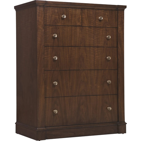 Archives Seven-Drawer Chest by Hooker Furniture in dark wood and classic walnut. Made from figured walnut veneer, oak veneer, cedar in a unique style.