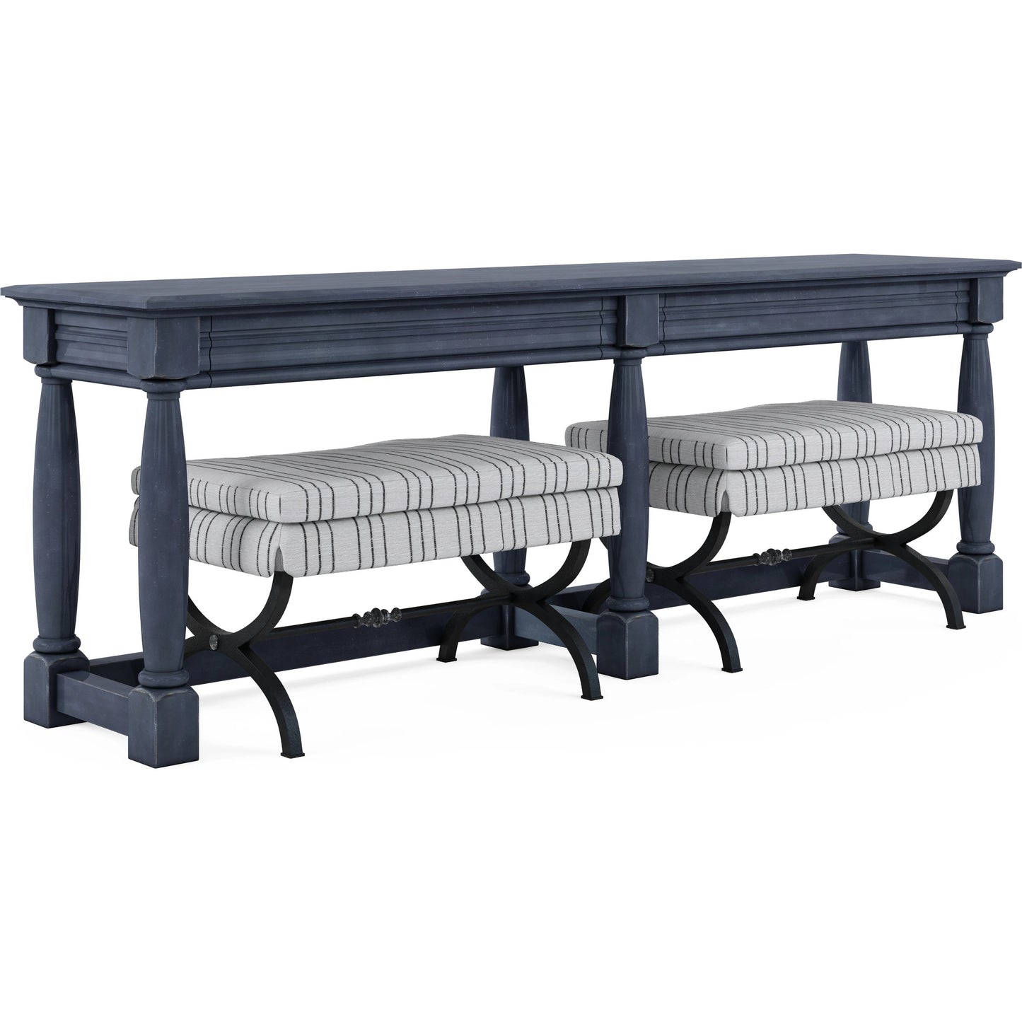 004 SI-2155754 | Additional Silo | Alcove Single Bench by A.R.T. Furniture in sidecar graphite, burnished brass. Made from parrawood solids, iron, fabric, foam in a modern style.