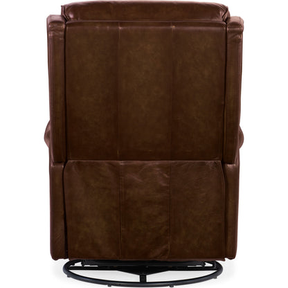 Stark Power Swivel Recliner by Hooker Furniture in brindisi trinita. Made from leather in a traditional style.