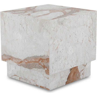 Layla Side Table by Moe's Home Collection in beige. Made from breccia aurora marble, mdf in a modern style.