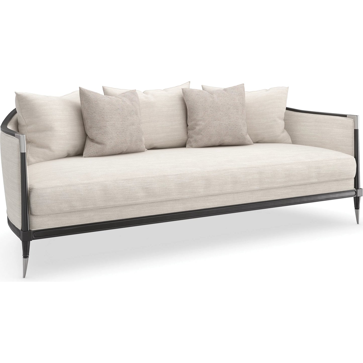 002 SI-2193907 | Primary Silo | Splash of Flash Sofa by Caracole in almost black. Made from birch in a transitional style.