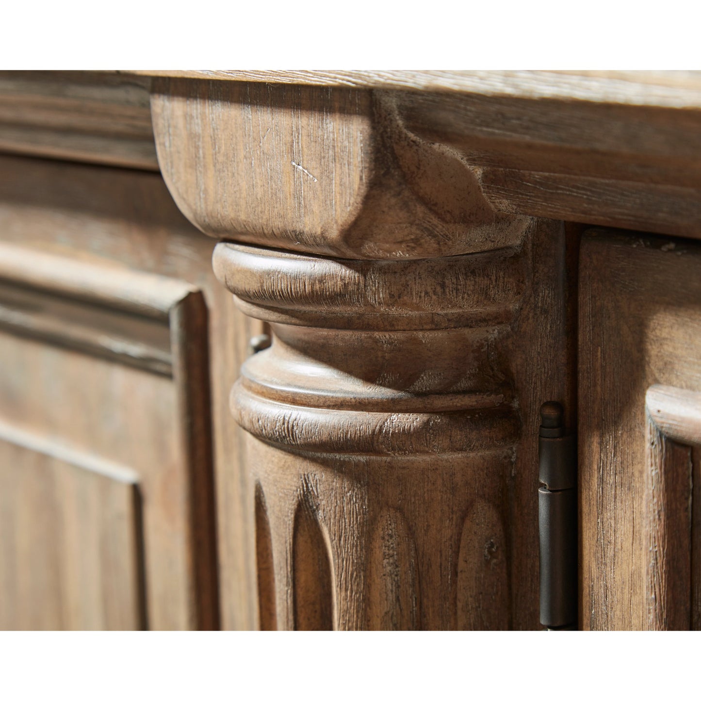 006 SI-2064895 | Closeup | Architrave Buffet by A.R.T. Furniture in almond. Made from pine solids and veneer, granite, metal in a traditional style.