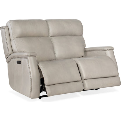 Rhea Zero Gravity Power Loveseat by Hooker Furniture. Made from leather in a traditional style.
