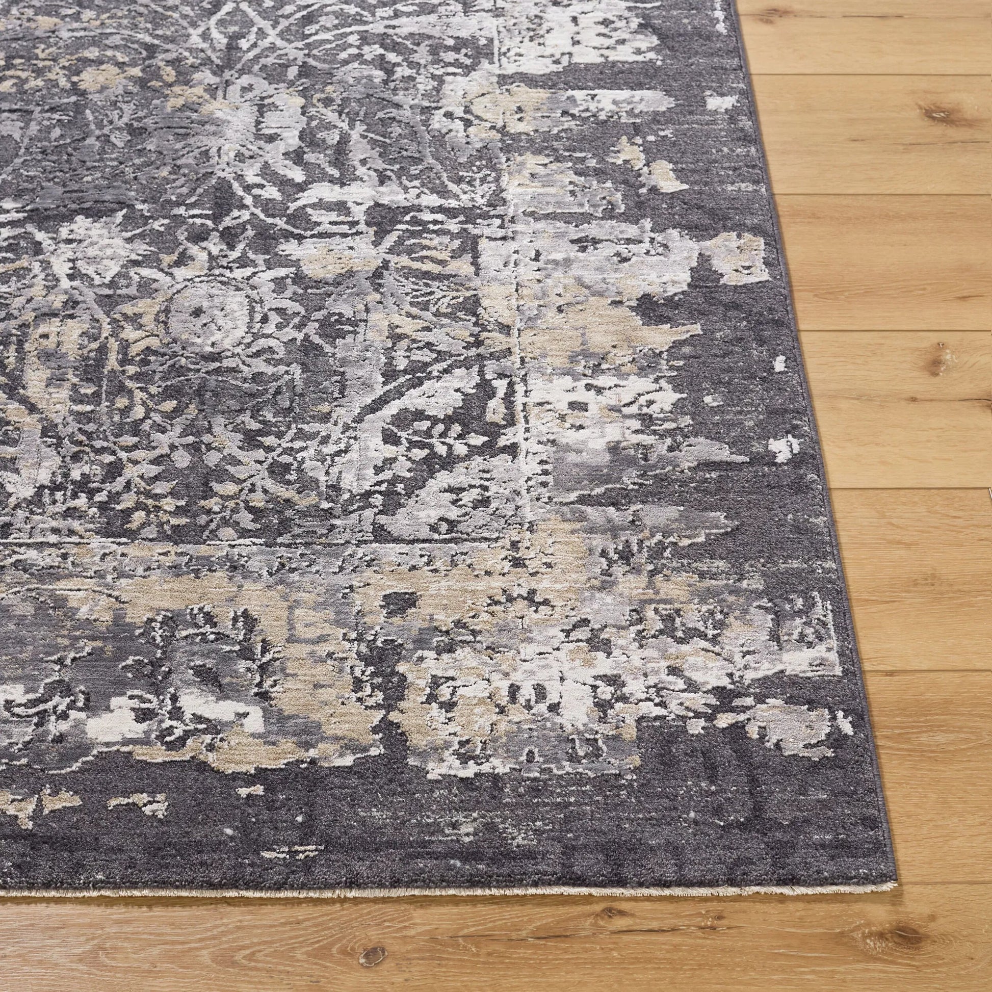 Gakko GKK-2303 Rug by Livabliss in black, ivory, gray, charcoal, tan. Made from polyester in a un