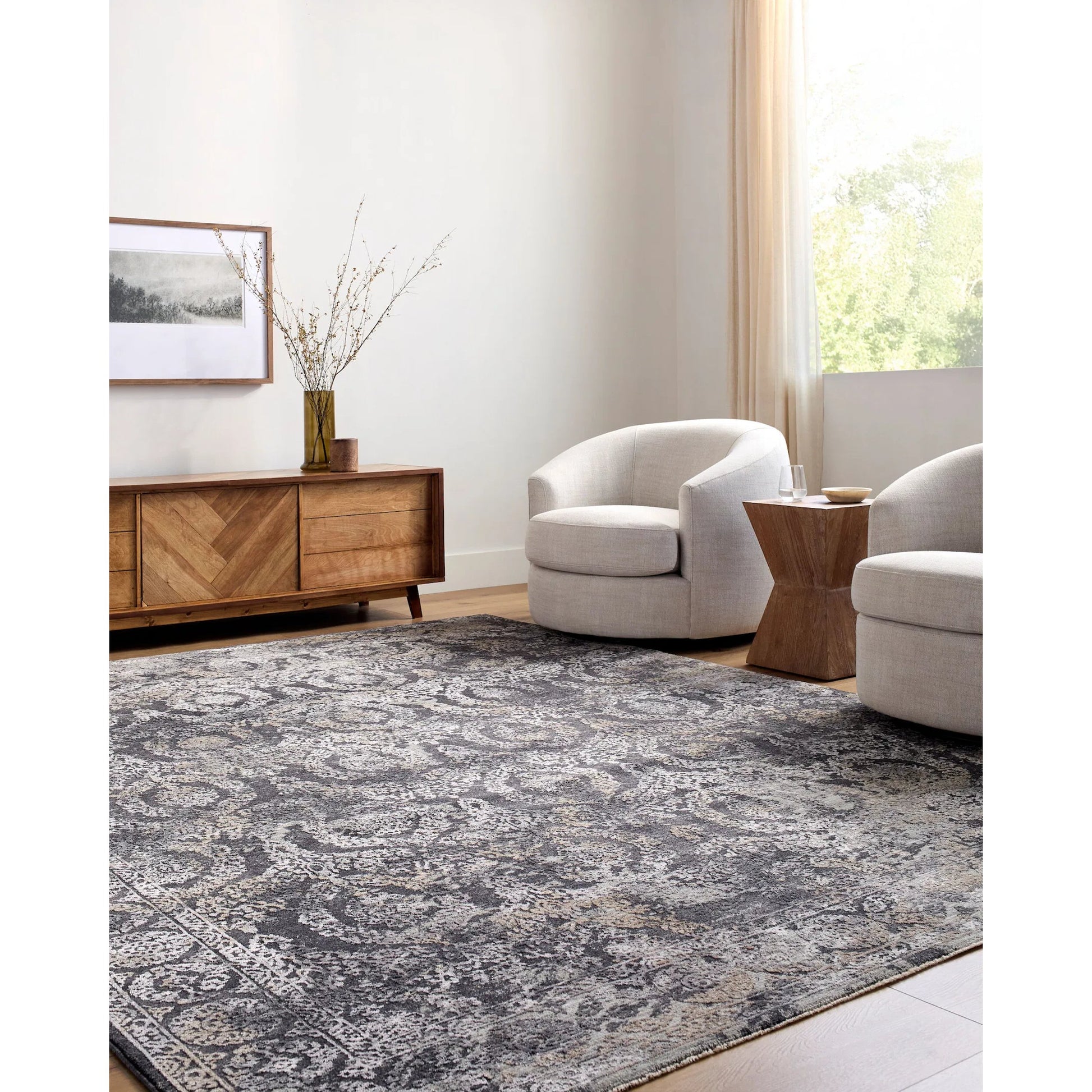Gakko GKK-2304 Rug by Livabliss in black, gray, charcoal, tan. Made from polyester in a unique style.