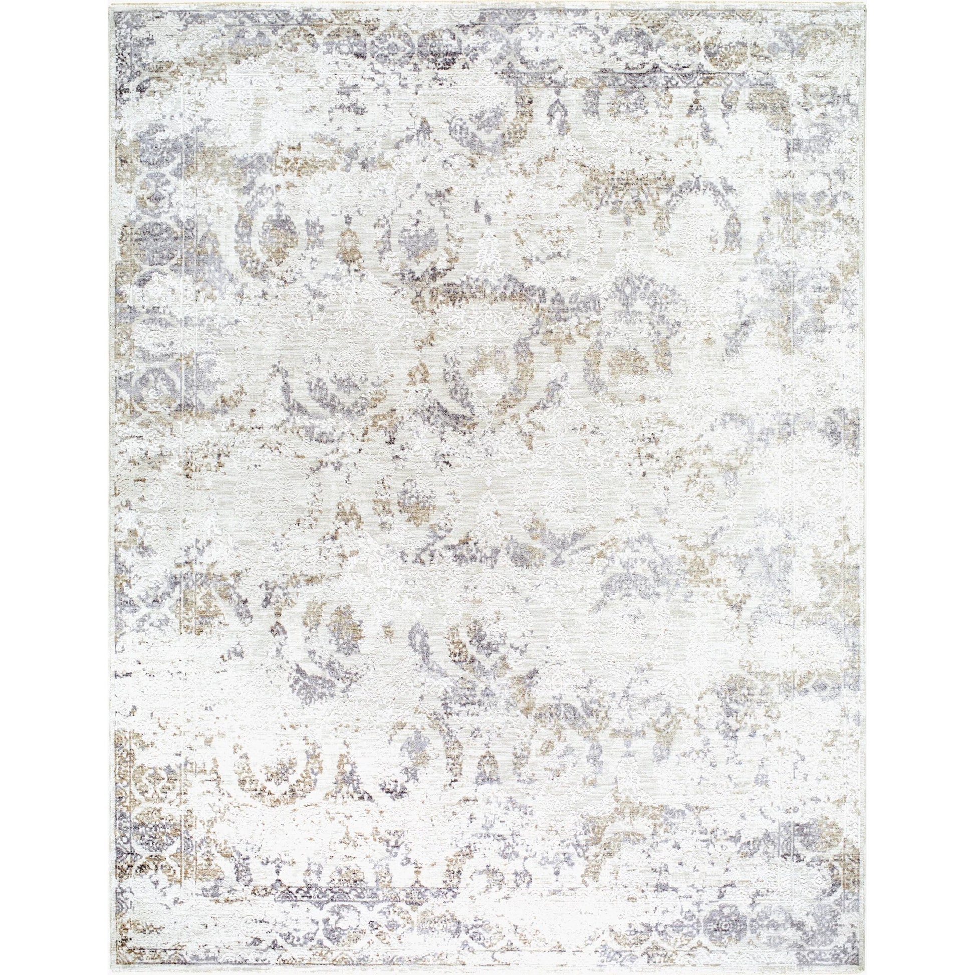 Gakko GKK-2317 Rug by Livabliss in charcoal, cream, ivory, gray, light olive, tan. Made from polyester in a unique style.