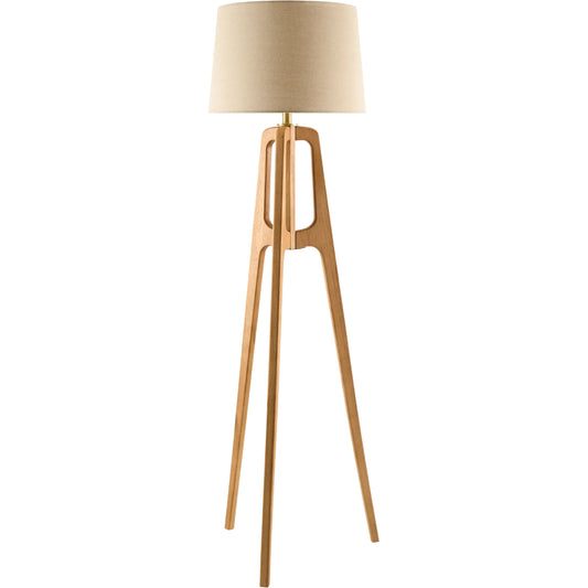 Gingko Accent Floor Lamp by Surya in brown. Made from rubber wood, linen, polyester, iron in a unique style.