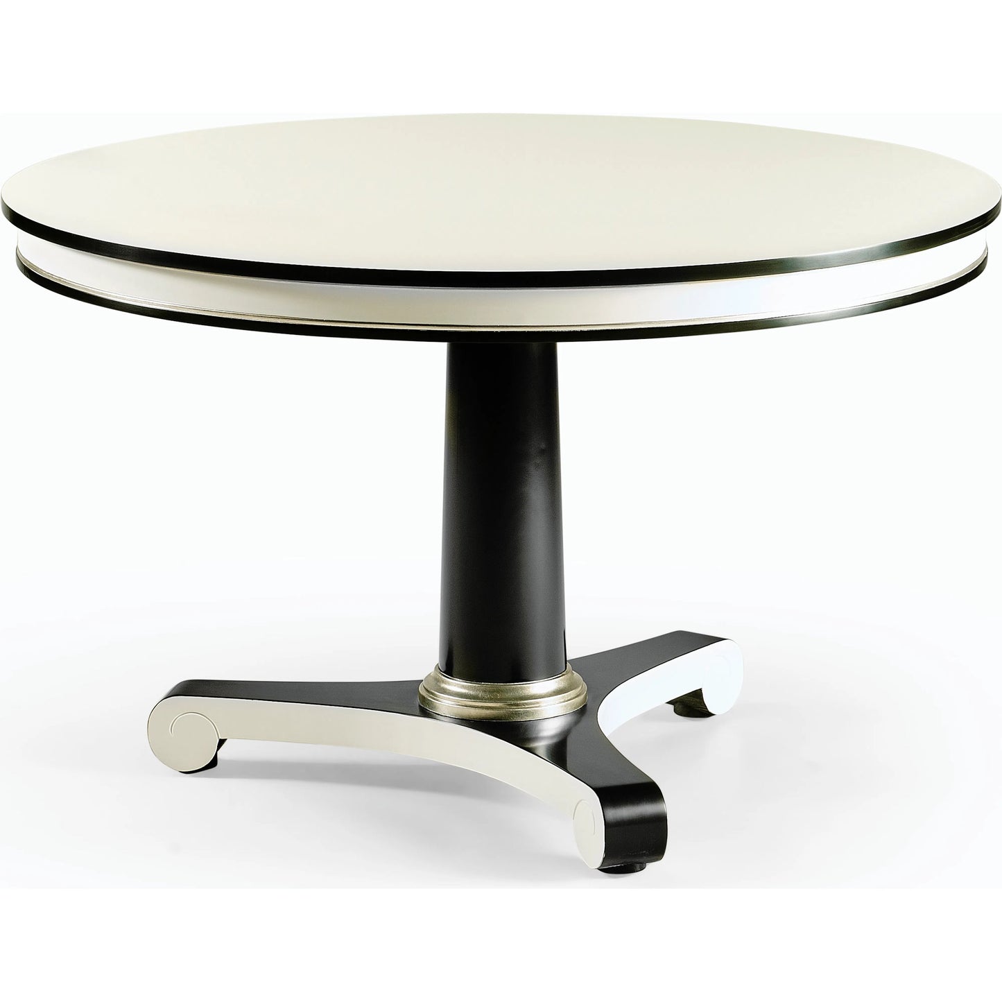 001 SI-2186371 | Primary Silo | Reimagined Dipole 48" Biedermeier Breakfast Table by Jonathan Charles in lacquered black. Made from acacia in a modern style.