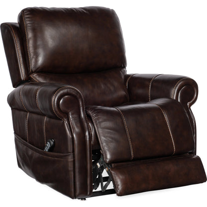 Eisley Power Recliner by Hooker Furniture in sorrento night seas. Made from leather in a traditional style.