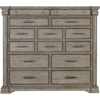 Madison Ridge Master Chest by Pulaski Furniture in bluff grey. Made from asian hardwood, oak veneers in a traditional style.