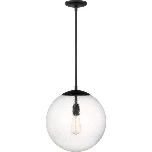 001 SI-2237378 | Primary Silo | Leo Extra Large One Light Pendant with Clear Glass by Visual Comfort & Co. in midnight black. Made from steel in a unique style.
