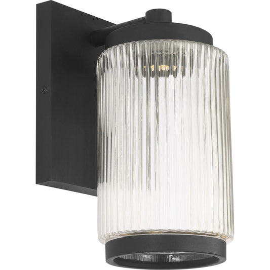 Ronde One Light Outdoor Wall Lantern by Generation Lighting in textured black. Made from aluminum in a unique style.