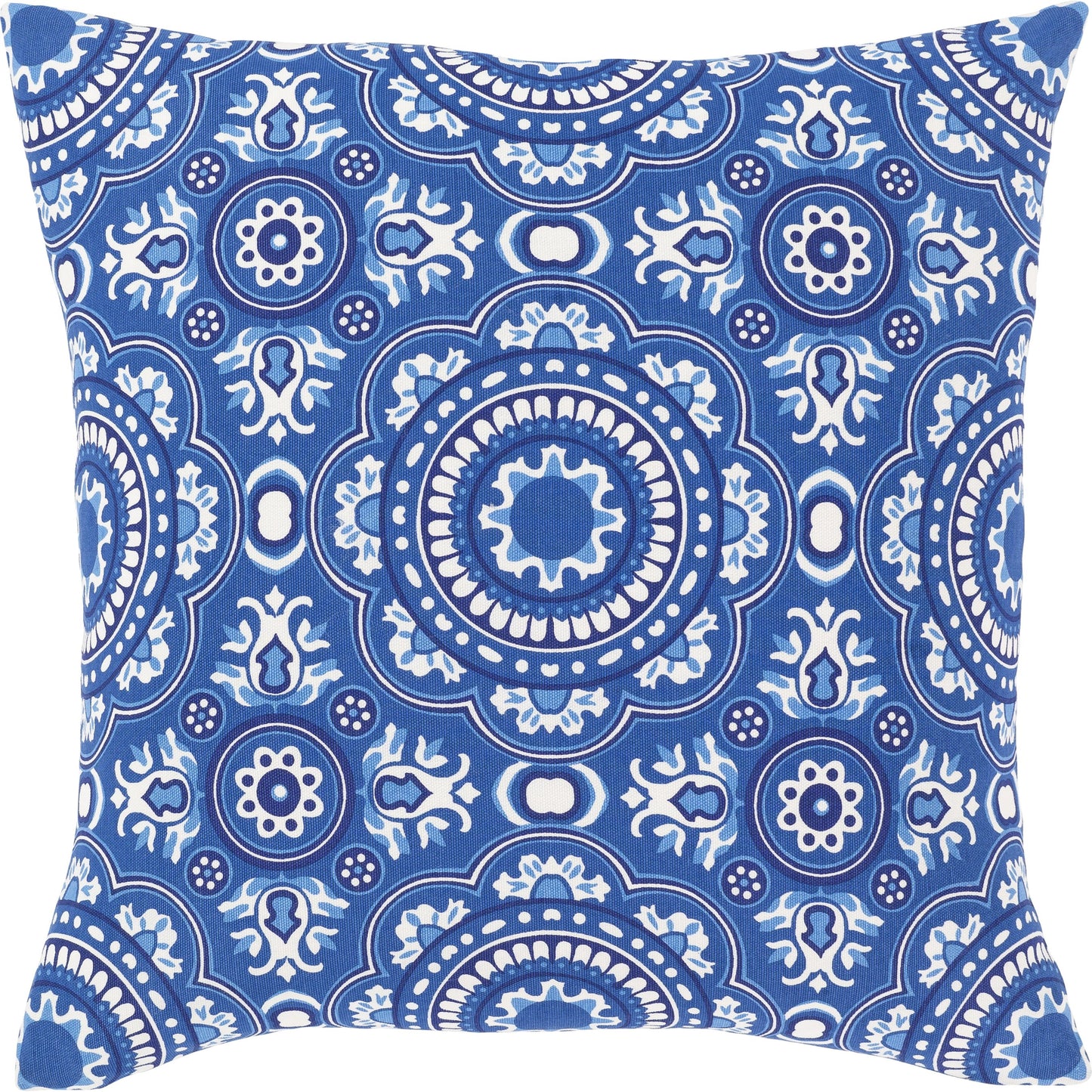 001 S-348116,S-348117 | Primary Silo | Global Blues Pillow - 14313 by Surya in white, dark blue, blue. Made from 100% cotton in a traditional style.