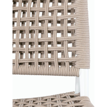 Bahia Outdoor Cushionless Accent Chair by Sunset West in frost. Made from aluminum / olefin rope in a coastal style.