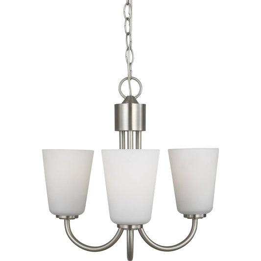 Miles Three Light Chandelier by Generation Lighting. Made from steel in a unique style.