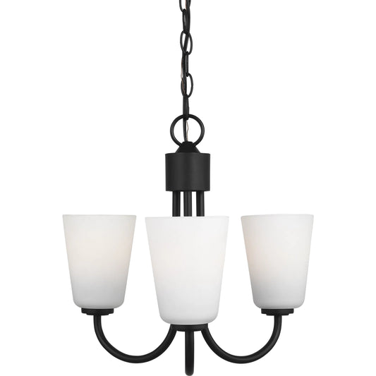Miles Three Light Chandelier by Generation Lighting. Made from steel in a unique style.