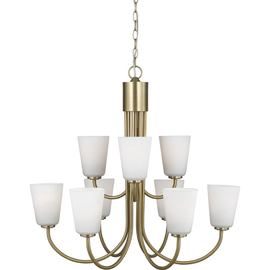 Miles Nine Light Chandelier by Generation Lighting. Made from steel in a unique style.