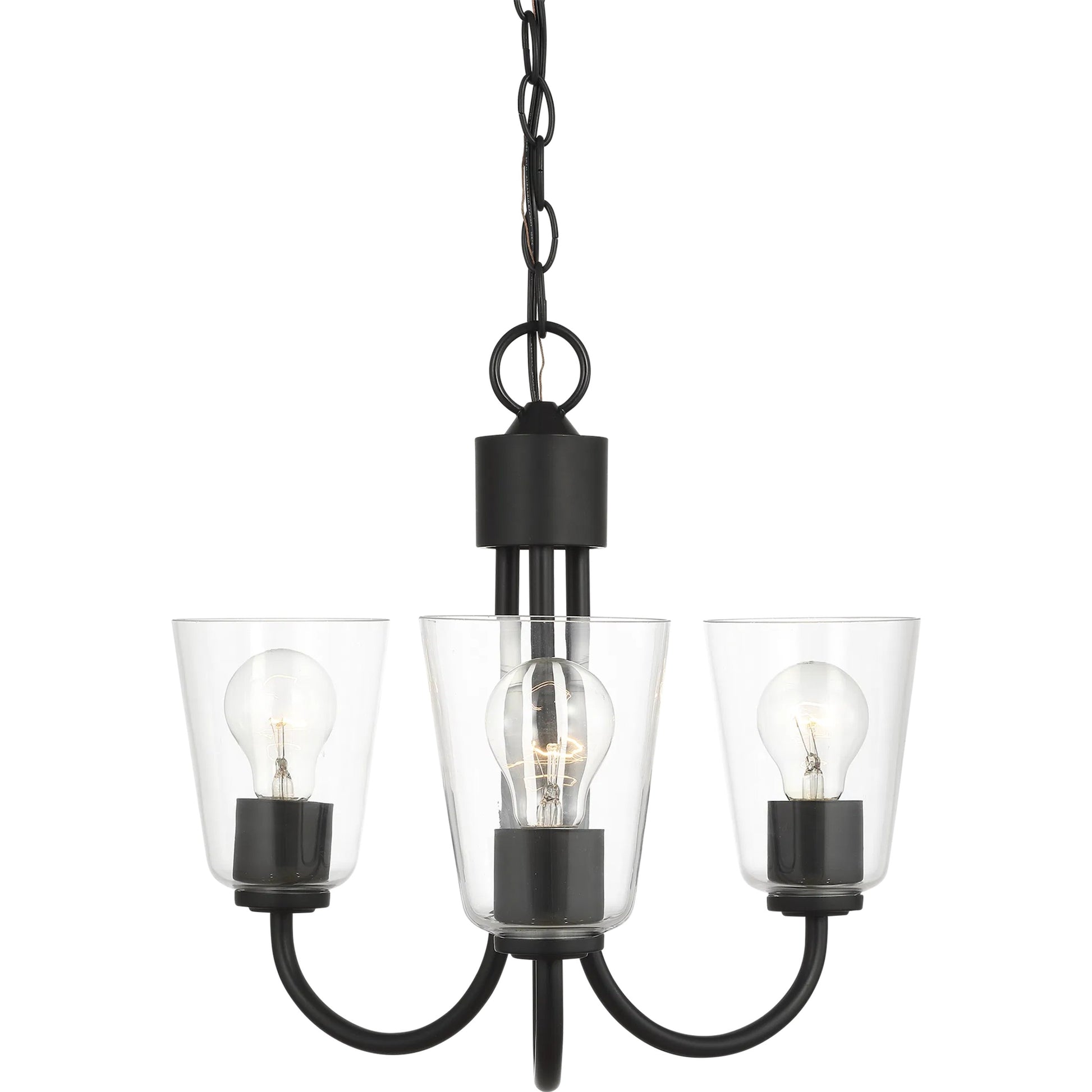Miles Three Light Chandelier by Generation Lighting. Made from steel in a traditional style.