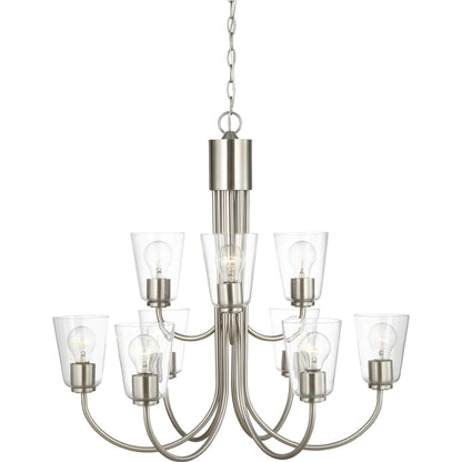 Miles Nine Light Chandelier by Generation Lighting. Made from steel in a traditional style.