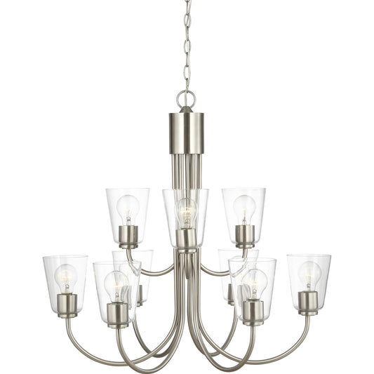 Miles Nine Light Chandelier by Generation Lighting. Made from steel in a unique style.