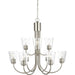 Miles Nine Light Chandelier by Generation Lighting. Made from steel in a traditional style.