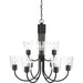 Miles Nine Light Chandelier by Generation Lighting. Made from steel in a traditional style.