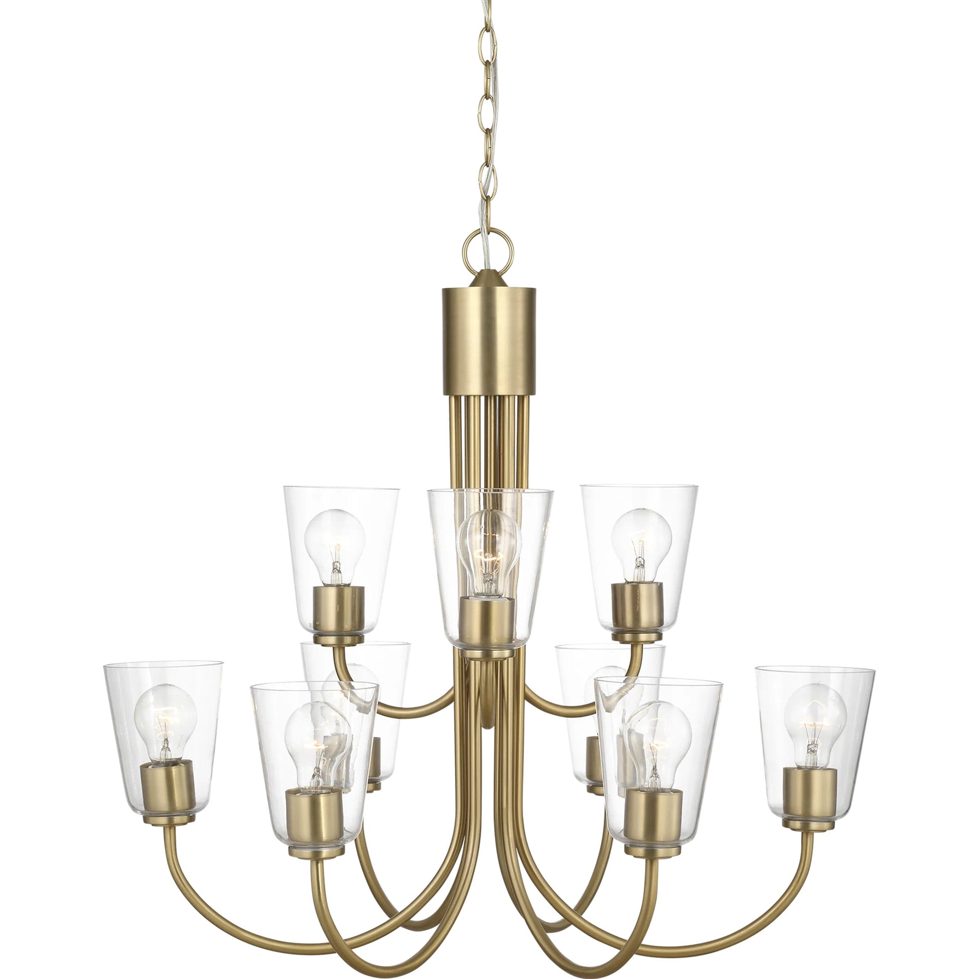 Miles Nine Light Chandelier by Generation Lighting. Made from steel in a traditional style.