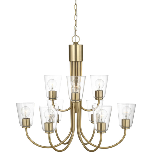 Miles Nine Light Chandelier by Generation Lighting. Made from steel in a unique style.