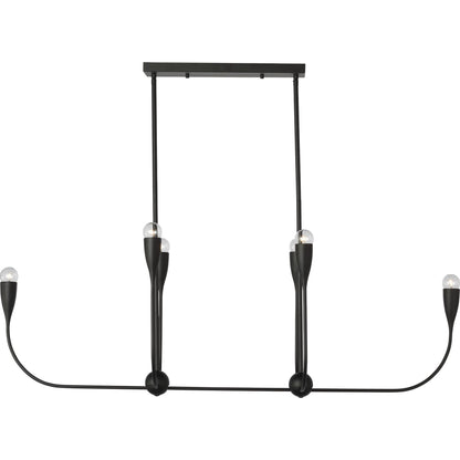 Maya Six Light Linear Chandelier by Generation Lighting. Made from steel in a transitional style.