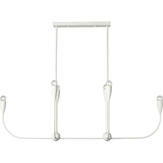 Maya Six Light Linear Chandelier by Generation Lighting. Made from steel in a unique style.