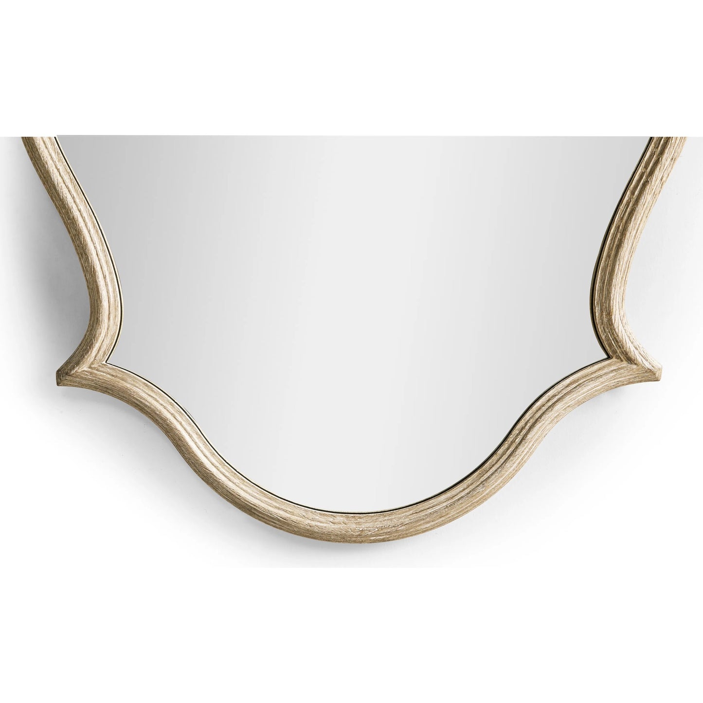 006 SI-2252704 | Closeup | Downton Wall Mirror by Jonathan Charles in white and venetian white oak with antique gold leaf. Made from oak, mirror in a traditional style.
