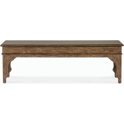 Americana Bed Bench by Hooker Furniture in brown and honey finish. Made from oak veneers with solid-wood edge top in a traditional style.