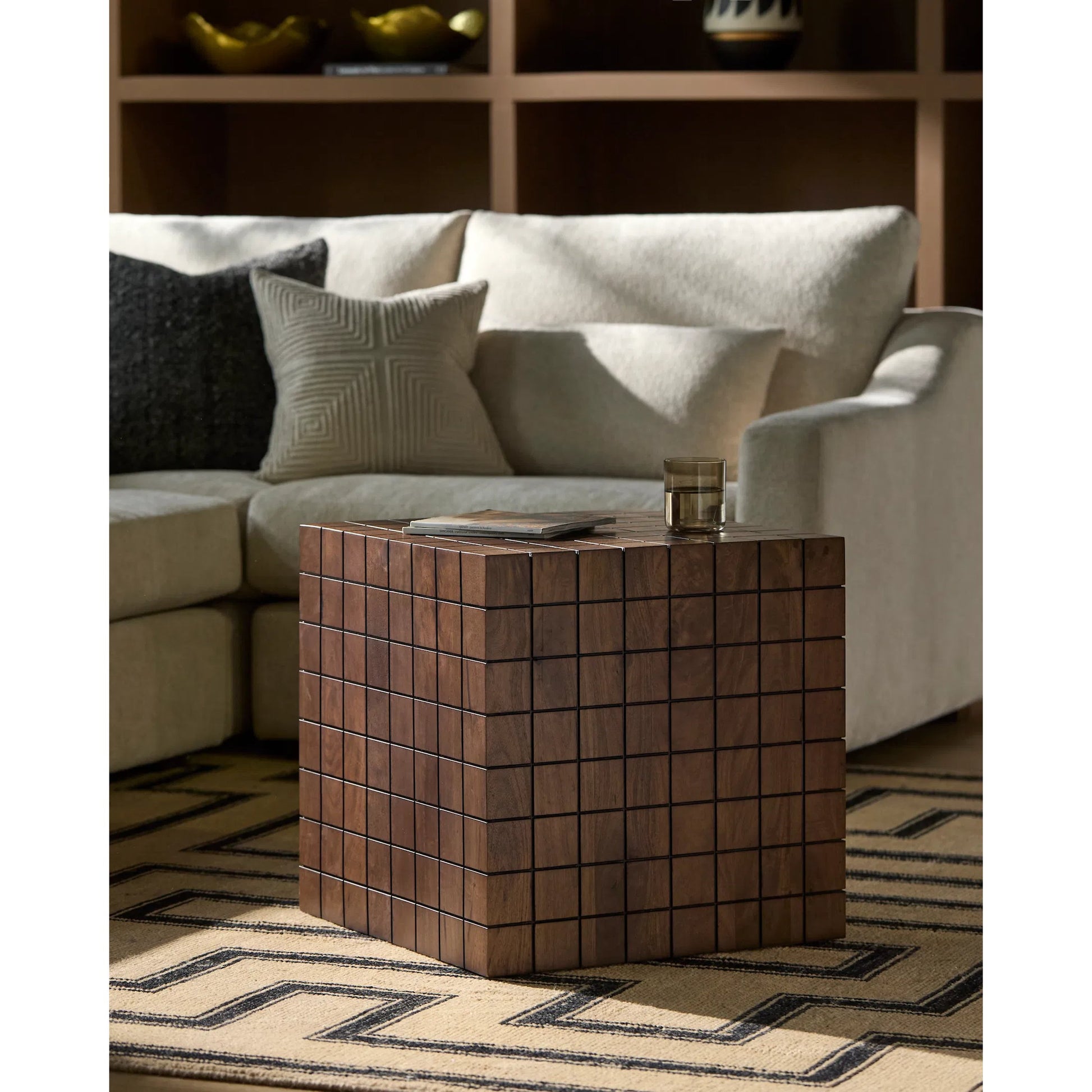Geldrey End Table by Surya in lacquered. Made from mango wood in a transitional style.