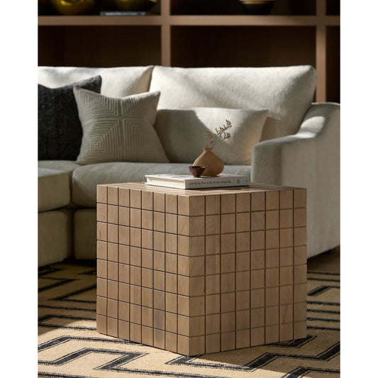 Geldrey End Table by Surya in lacquered. Made from mango wood in a unique style.