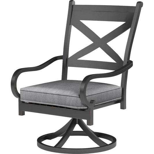 Monterey Outdoor Swivel Dining Chair by Sunset West in browns. Made from aluminum in a cottage & farmhouse style.