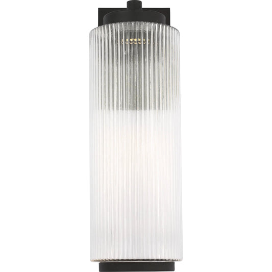 Ronde One Light Outdoor Wall Lantern by Generation Lighting in textured black. Made from aluminum in a unique style.
