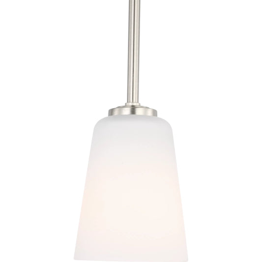 Miles One Light Mini-Pendant by Generation Lighting. Made from steel in a unique style.