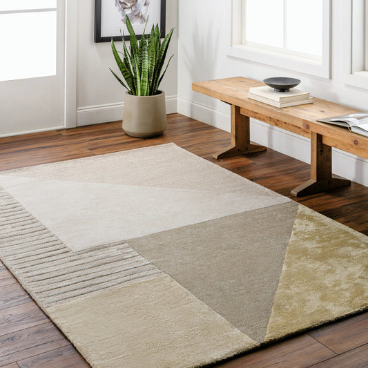 Glasgow Rug - 29178 by Surya in cream, light beige, medium gray, mustard. Made from 60% viscose, 40% wool in a unique style.