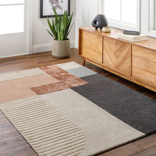 Glasgow Rug - 29181 by Livabliss in light beige, rose. Made from 60% viscose, 40% wool in a unique style.
