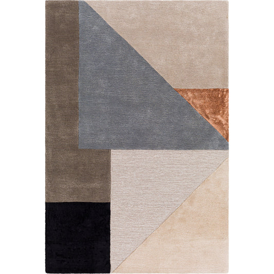 Glasgow Rug by Surya in gray, light gray, denim, black, light beige, camel. Made from 60% viscose, 40% wool in a modern style.